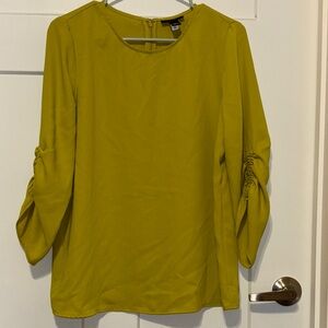 Alfani Yellow Ruched 3/4 Sleeve Blouse